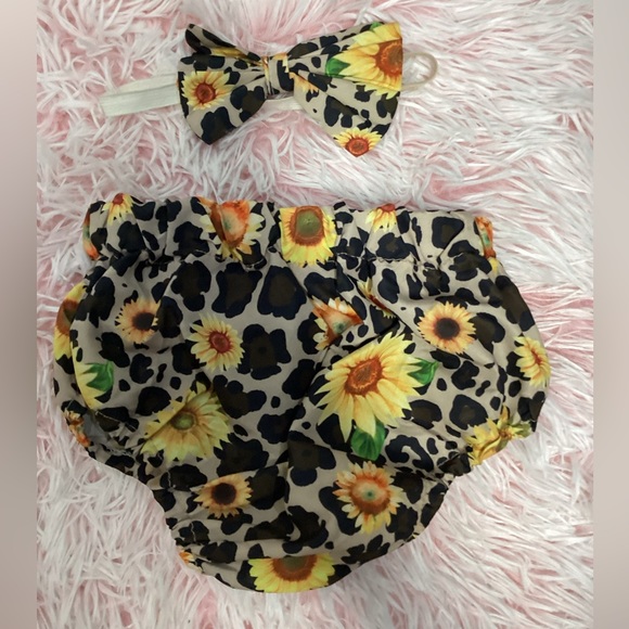 Sunflower Ruffle Diaper Cover with Headband Set - Picture 1 of 1